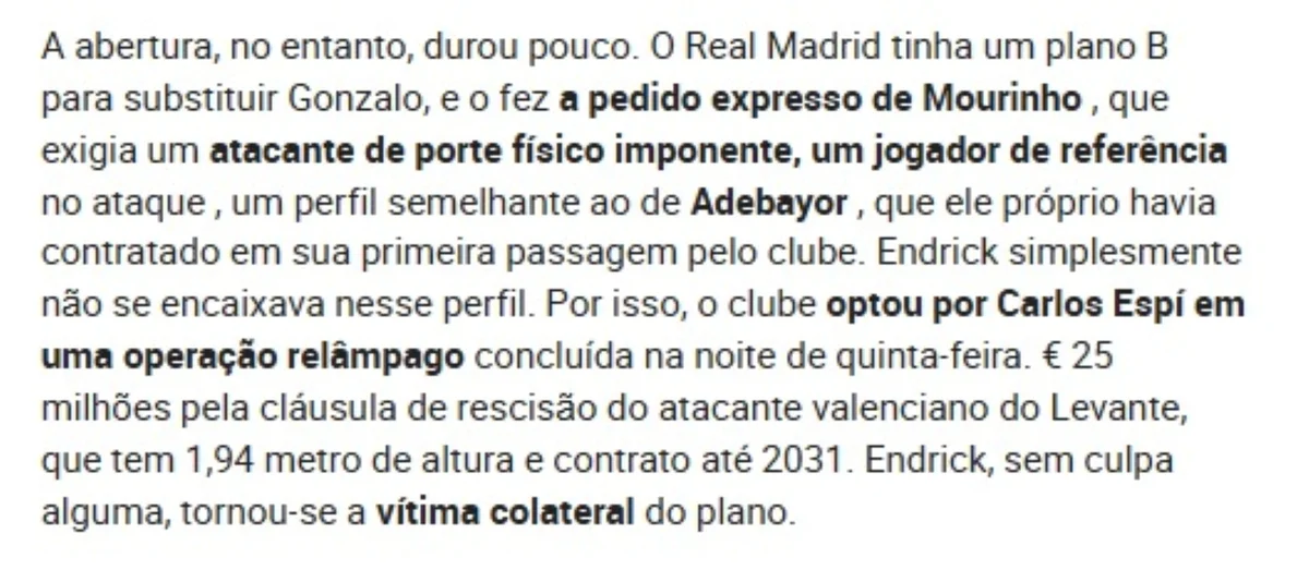 Jornal espanhol define Endrick como “vítima” após nova contratação - imagem 3 Jornal espanhol define Endrick como “vítima” após nova contratação - imagem 3