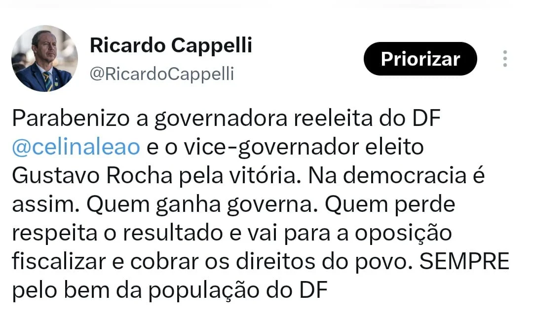 Ex-candidatos ao GDF repercutem vitória de Celina Leão - imagem 3 Ex-candidatos ao GDF repercutem vitória de Celina Leão - imagem 3
