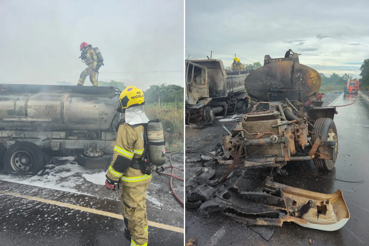 O caminhão-tanque transportava combustível, mas estava vazio no momento do acidente O caminhão-tanque transportava combustível, mas estava vazio no momento do acidente