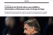 A Justiça brasileira colocou uma tornozeleira eletrônica em Bolsonaro devido ao risco de fuga.
A Justiça brasileira colocou uma tornozeleira eletrônica em Bolsonaro devido ao risco de fuga.
