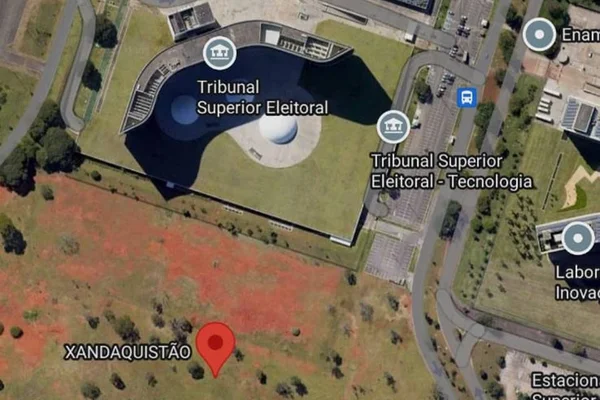 Local no mapa em visão de satélite é cadastrado como "Xandaquistão", ao lado do TSE - Metrópoles