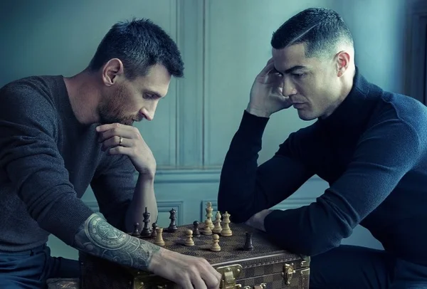 Messi e Cristiano Ronaldo jogando xadrez - Metrópoles