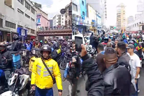 Entregador foi baleado na cabeça no sábado (18/10) na 25 de Março. Motoboys organizaram manifestação nesta segunda-feira (20/10) - Metrópoles