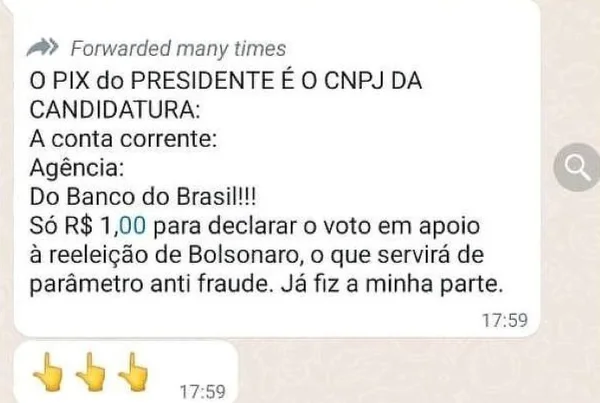 print colorido de apoiador de bolsonaro incentivando doação