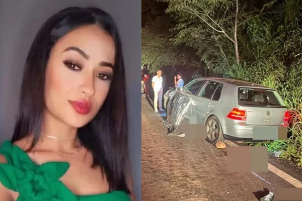 imagem colorida de acidente em goiás, onde mulher morreu atropelada após descer para trocar pneu