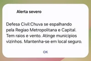 Defesa Civil também alerta para chuvas em municípios vizinhos
