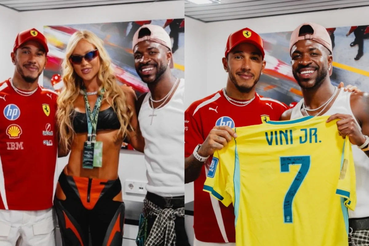 Lewis Hamilton, Virginia e Vini Jr. Lewis Hamilton, Virginia e Vini Jr.