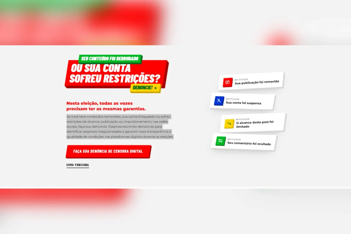 Campanha de Lula cria canal para denunciar suposta censura nas redes - imagem 1 Campanha de Lula cria canal para denunciar suposta censura nas redes - imagem 1