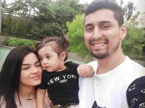 Kiara, a filha, Maitê, e o marido, Natan