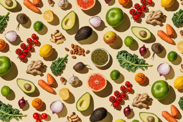 imagem colorida de vários alimentos saudáveis queima de calorias