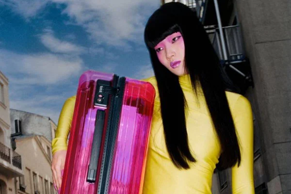 Campanha das malas Essential Neon Pink, da Rimowa