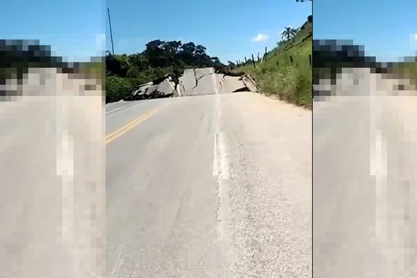 Vídeo mostra trecho da BR-381, em Nova Era, que “estufou” após chuvas