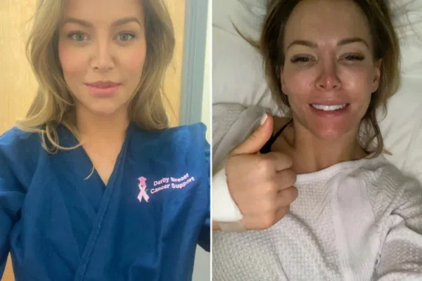 Duas fotos de mulher loira com roupa de hospital - Metrópoles