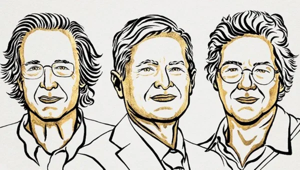 Imagem colorida dos ganhadores do Nobel de Física em 2023