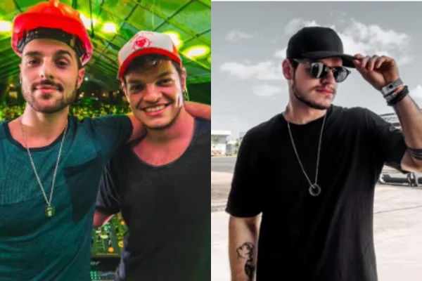 Alok com o irmão, DJ Bhaskar e Lucas Batista