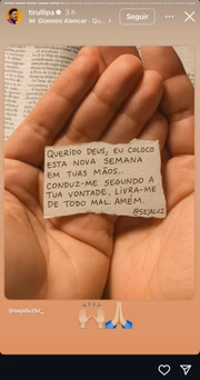 Print da reflexão de Tirullipa nas redes sociais