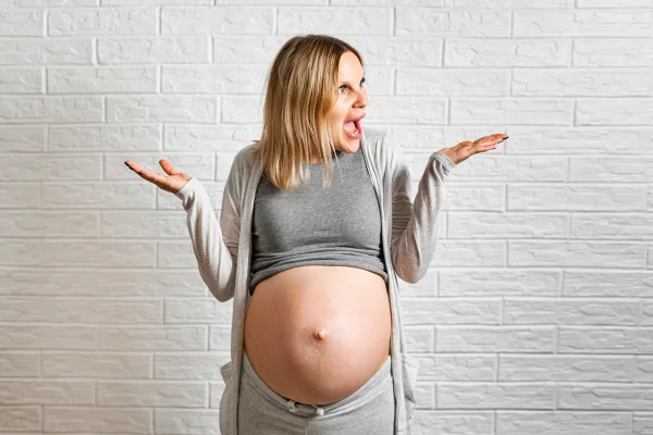 Mulher grávida, próximo ao parto