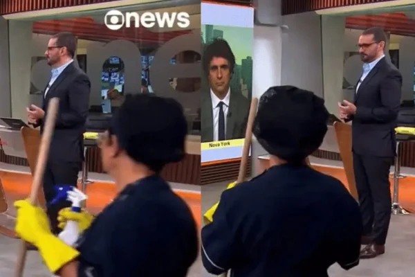Funcionária da limpeza “invade” transmissão da GloboNews - Metrópoles