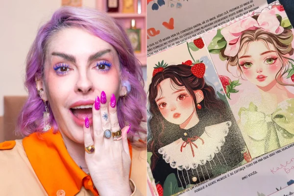 Montagemcom fotos de Karen Bachini e ilustração