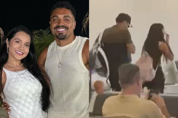Tirullipa é visto embarcando em aeroporto com a esposa, Stefânia Lemos, e as filhas em Fortaleza