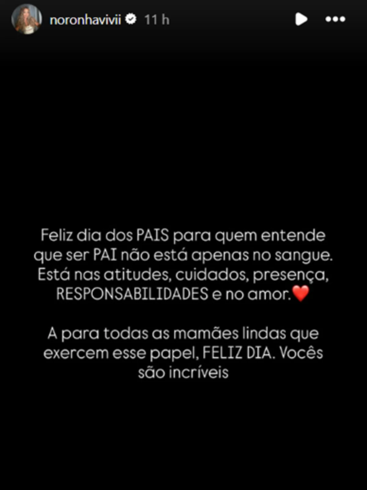 Desabafo de Vivi noronha no Dia dos Pais. Desabafo de Vivi noronha no Dia dos Pais.