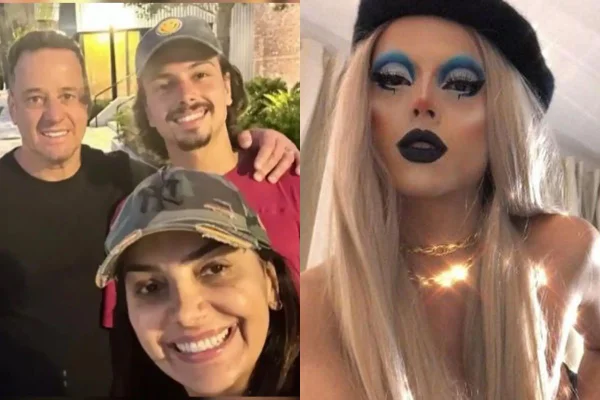 Foto colorida de Eyshila, pastor Odilon Santos e o filho Lucas - Metrópoles
