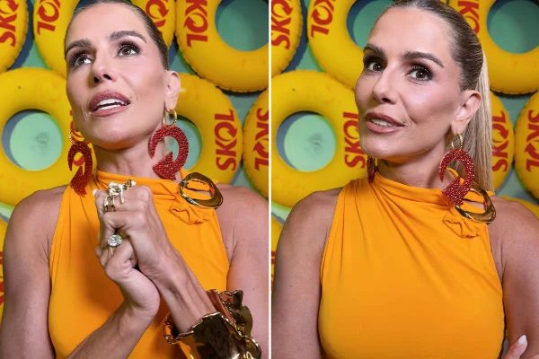 Deborah Secco vestida de amarelo