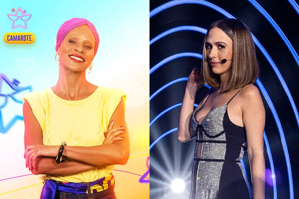 À esquerda, Aline Wirley anunciada no BBB23; à direita, Tatá Werneck no The Masked Singer Brasil - Metrópoles