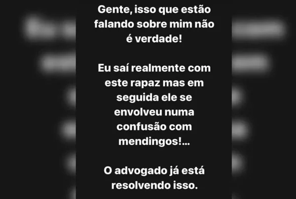Print de tela com mensagem