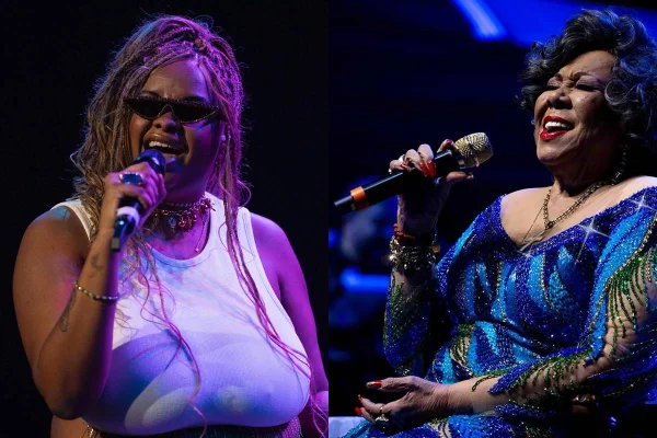 Foto colorida de Tassia Reis e ALcione - METRÓPOLES