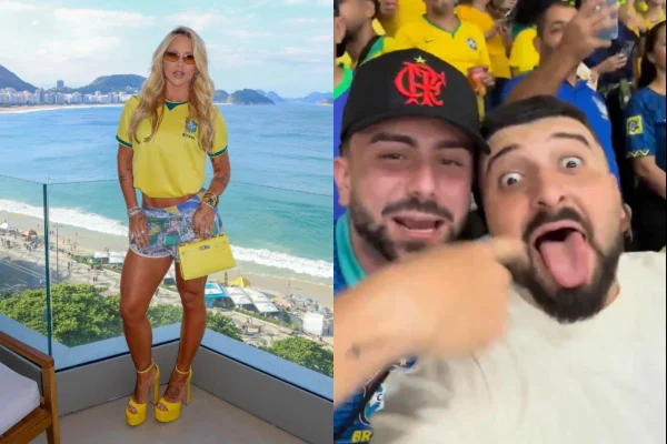 Montagem com foto de Virginia e torcida do Maracanã