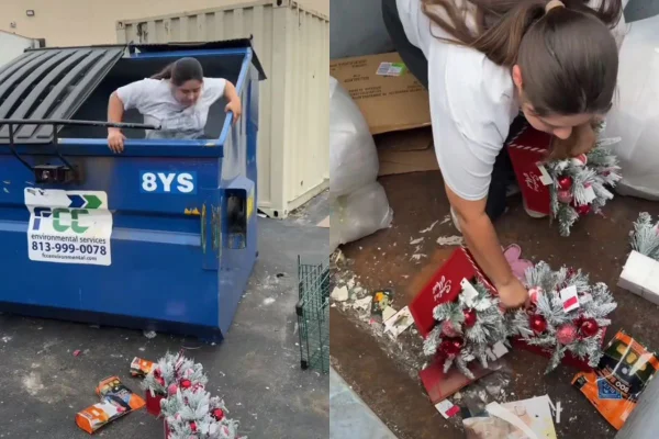 Foto colorida de uma mulher na lixeira - Metrópoles