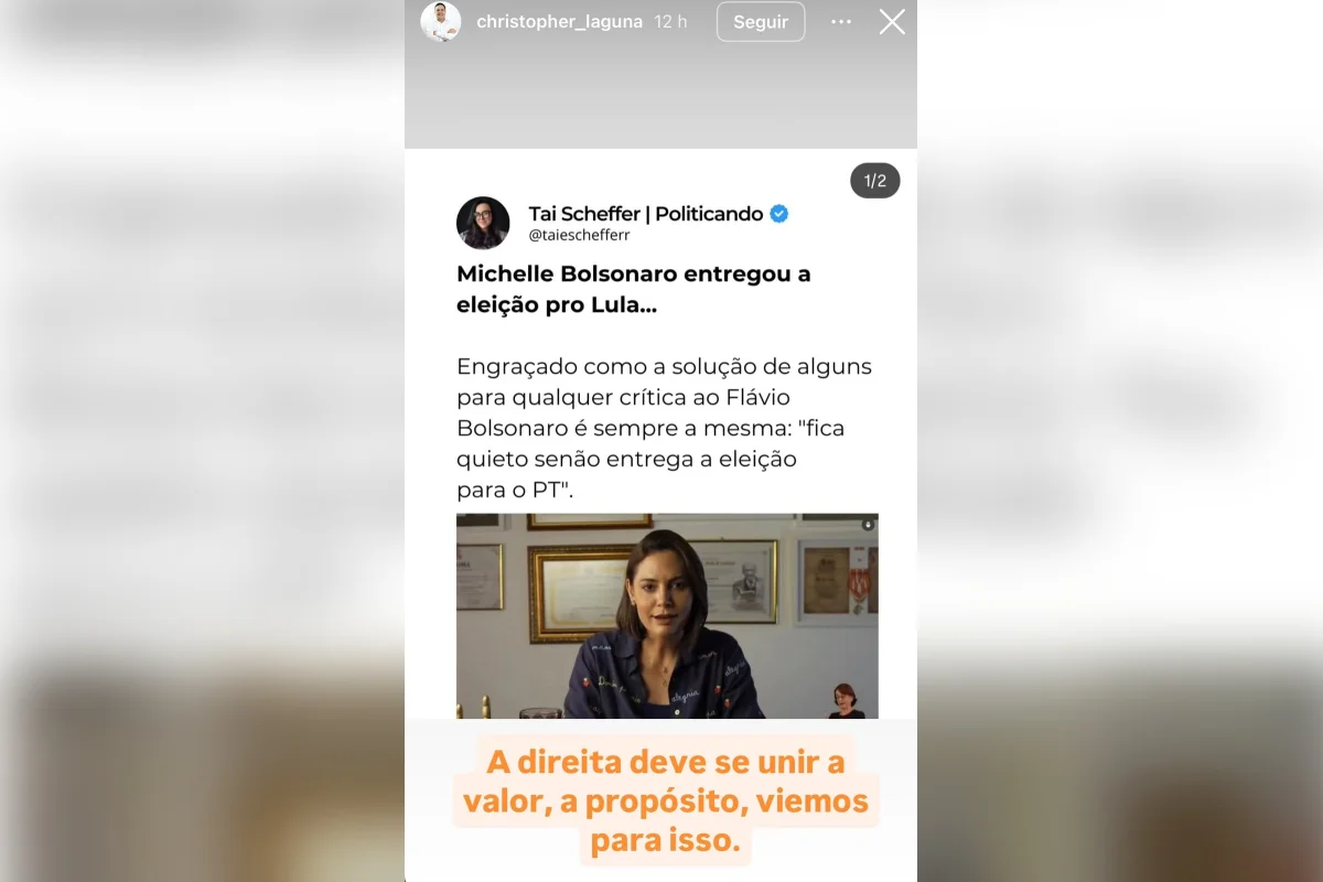 Presidente do Novo em MG saiu em defesa de Michelle após ela expor atritos com Flávio Bolsonaro Presidente do Novo em MG saiu em defesa de Michelle após ela expor atritos com Flávio Bolsonaro