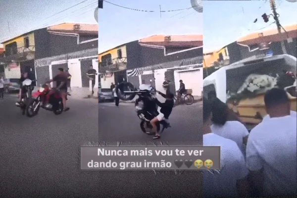 Uma das postagens trazia a frase: 'Nunca mais vou te ver dando grau', em referência ao falecido e à manobra realizada com a moto