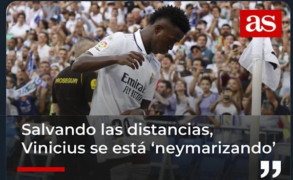 Pelo bem ou pelo mal, espanhóis estão comparando Vini Jr a Neymar