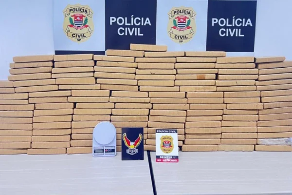 Imagem colorida mostra tijolos de maconha apreendidos pela polícia em São José dos Campos - Metrópoles