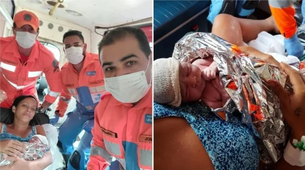 Mulher de 32 anos entrou em trabalho de parto antes que os bombeiros conseguissem levá-la ao hospital