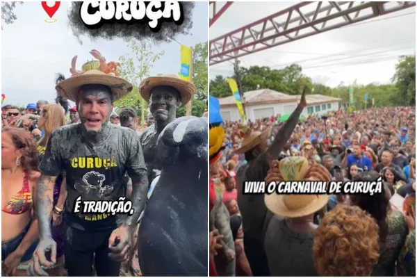 carnaval, pessoas com lama, multidão - Metrópoles