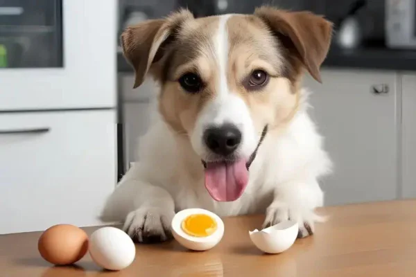 Cachorro comendo ovos