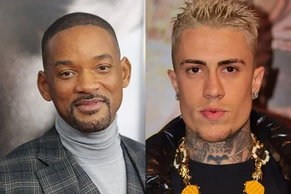 Montagem com fotos coloridas de Will Smith e MC Daniel