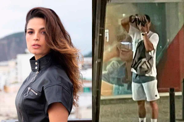 Montagem de Emanuelle Araújo e paparazzo