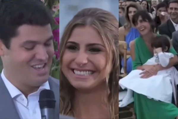 Montagem de registros do casamento de Marcelo Courrege - Metrópoles