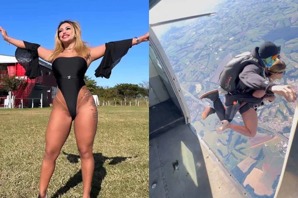 Gostosofobia? Influencer é agredida ao pular de paraquedas seminua