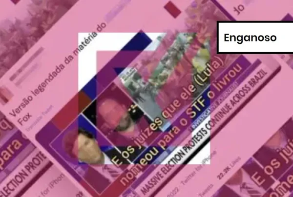 Imagem colorida de postagem enganosa sobre atos antidemocráticos
