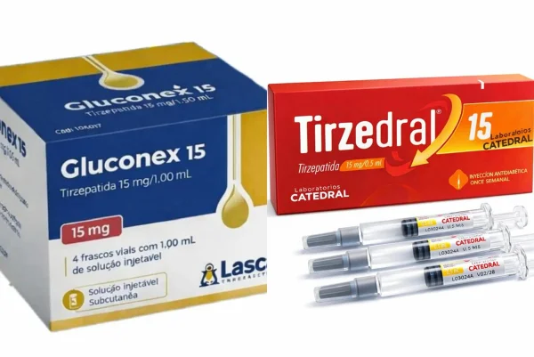 Medicamentos Gluconex e Tirzedral. Produtos foram proibidos pela Anvisa. Metrópoles