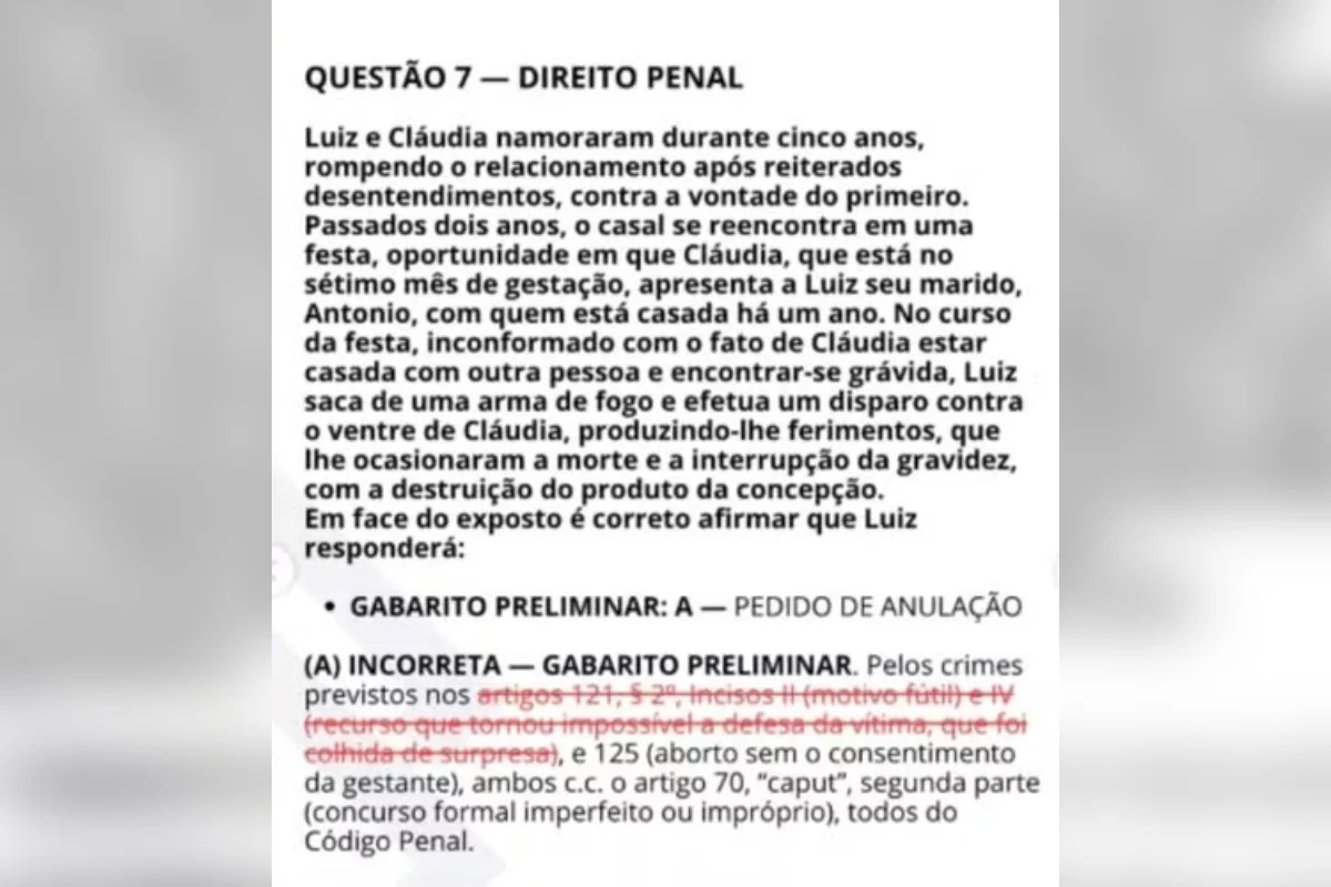 Candidatos pedem a anulação da questão Candidatos pedem a anulação da questão