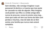Comentário de Cintia Pimentel, cunhada de Eloá Pimentel, sobre Nayara Comentário de Cintia Pimentel, cunhada de Eloá Pimentel, sobre Nayara