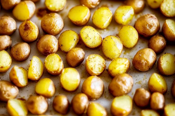Foto mostra grupo de batatas assadas e fatiadas