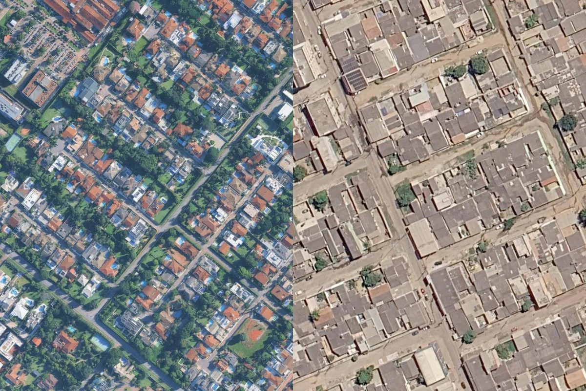 Comparativo de arborização do Lago Sul com Água quente Comparativo de arborização do Lago Sul com Água quente