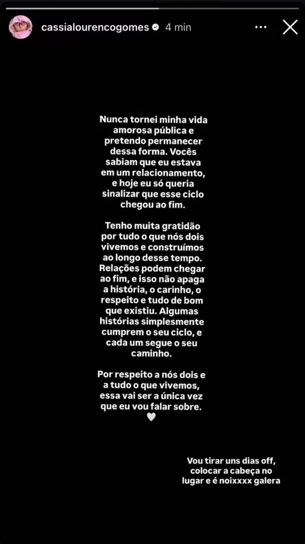 Ex de Militão, Cássia Lourenço anuncia término após reatar casamento - destaque galeria